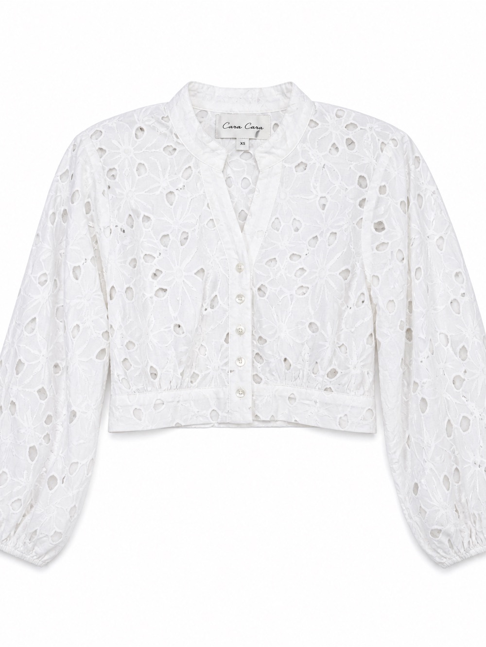 Cara Cara Perrin Eyelet Embroidered Crop Top White Cotton XS